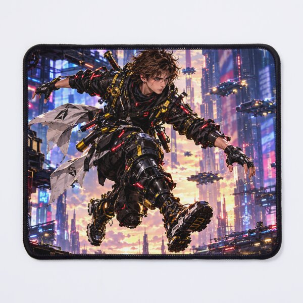 Item preview, Danix Cyberpunk Rooftop Jump Poster Design designed and sold by Kenzie & Co.