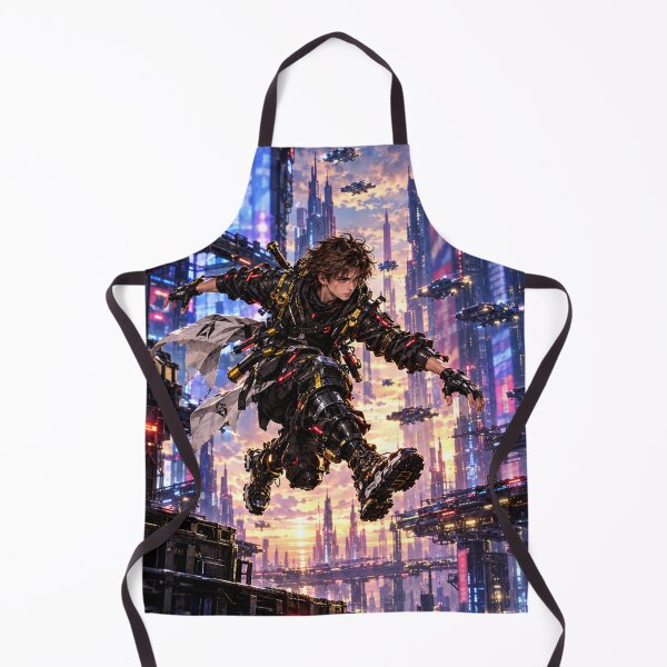 Item preview, Danix Cyberpunk Rooftop Jump Poster Design designed and sold by Kenzie & Co.