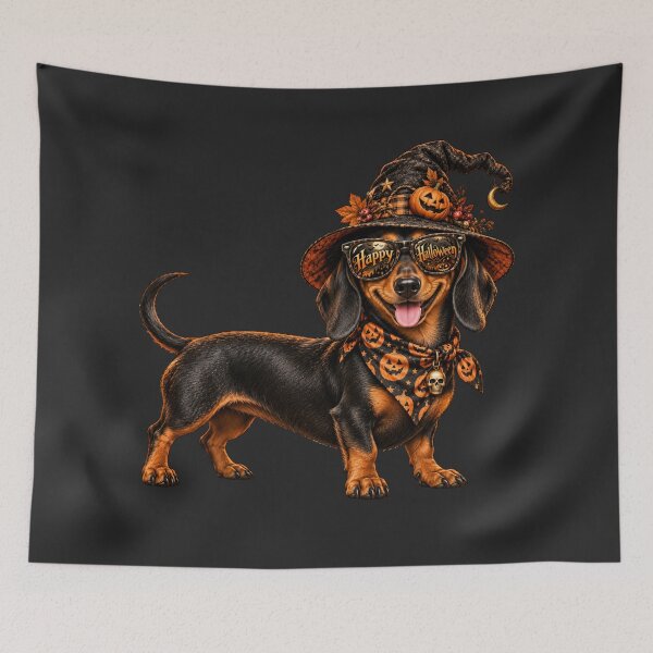Item preview, Dachshund Witch Halloween Sunglasses Art – Cute Weiner Dog Sticker Print designed and sold by MagicMakerPh.