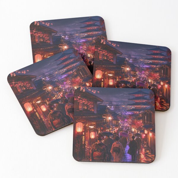 Item preview, Kyoto Night Rain – Traditional Japanese Street designed and sold by vekotpu.