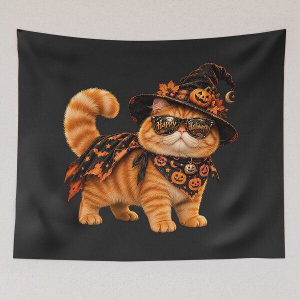 Item preview, Cute Ginger Cat Witch Halloween Sunglasses Art – Funny Kitty Print designed and sold by MagicMakerPh.