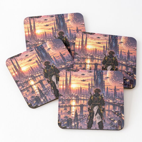 Item preview, Danix Cyberpunk Sunset Skyline Poster Design designed and sold by Kenzie & Co.