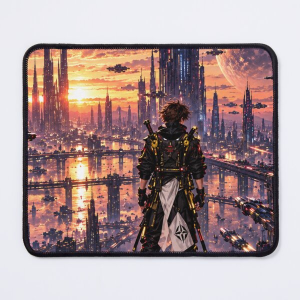 Item preview, Danix Cyberpunk Sunset Skyline Poster Design designed and sold by Kenzie & Co.