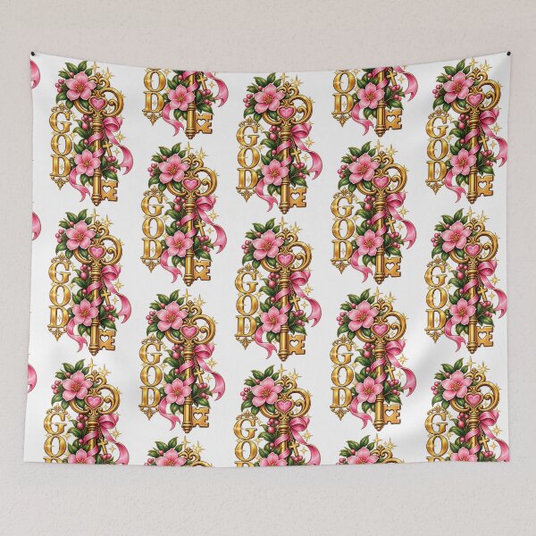 Item preview, GOD floral gold key  designed and sold by OCD_JESSICA.