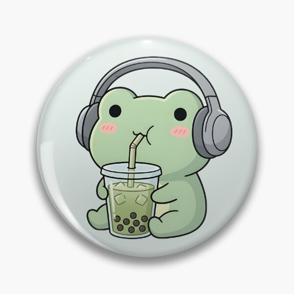 Item preview, Cute Kawaii Frog drinking matcha tea designed and sold by pixellm.