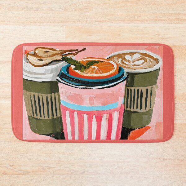 Item preview, Vibrant Fall Coffee Cups with Dried Orange and Pear Garnishes in a Colorful Autumn Beverage Display designed and sold by OlfactoART Studio.