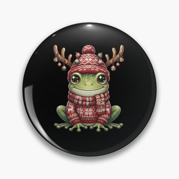 Item preview, Cute Christmas Frog in Knitted Sweater and Antler Hat designed and sold by MiALopezArt.