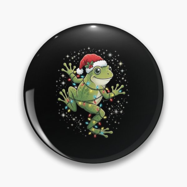 Item preview, Cute Christmas Frog Tangled in Colorful Holiday Lights designed and sold by MiALopezArt.