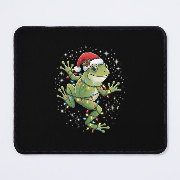 Item preview, Cute Christmas Frog Tangled in Colorful Holiday Lights designed and sold by MiALopezArt.