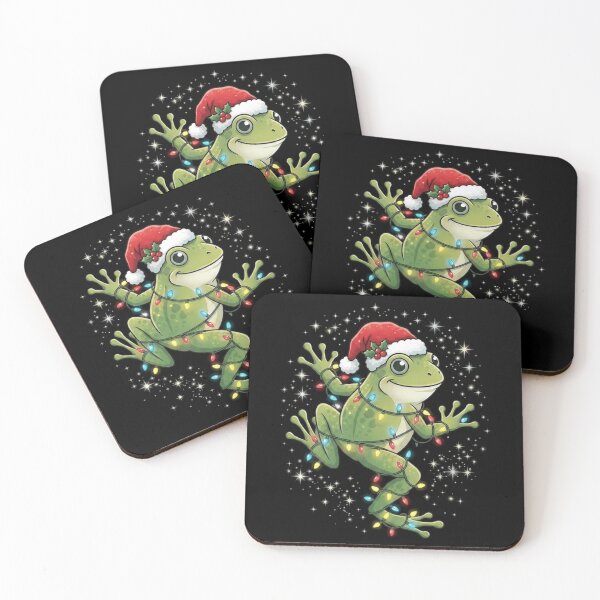 Item preview, Cute Christmas Frog Tangled in Colorful Holiday Lights designed and sold by MiALopezArt.