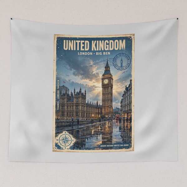 Item preview, United Kingdom – Big Ben London Vintage Travel | Historic Streets & British Heritage designed and sold by DibujandoPorfa.