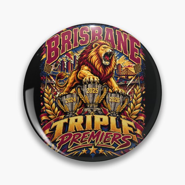 Item preview, Brisbane Lions Triple Premiers 2024 2025 2026 Retro Lions designed and sold by Partees  4 U!.