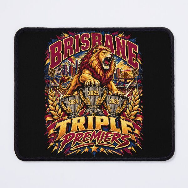 Artikelvorschau, Brisbane Lions Triple Premiers 2024 2025 2026 Retro Lions entworfen und verkauft von Partees 4 U!.