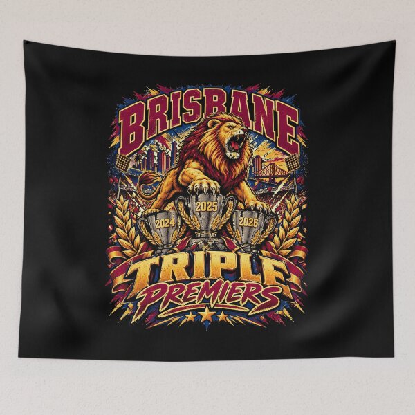 Item preview, Brisbane Lions Triple Premiers 2024 2025 2026 Retro Lions designed and sold by Partees  4 U!.