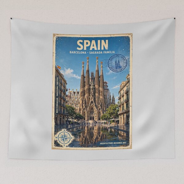 Item preview, Spain – Sagrada Familia Barcelona Vintage Travel | Gaudí Architecture & Mediterranean Charm designed and sold by DibujandoPorfa.
