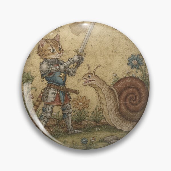 Item preview, Medieval Cat Knight Dueling a Giant Snail designed and sold by PictorialWhimsy.