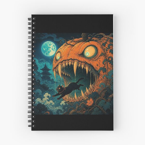 Item preview, Black Cat Fleeing From Giant Evil Pumpkin designed and sold by Shelley Loewnau-Jones Studio.