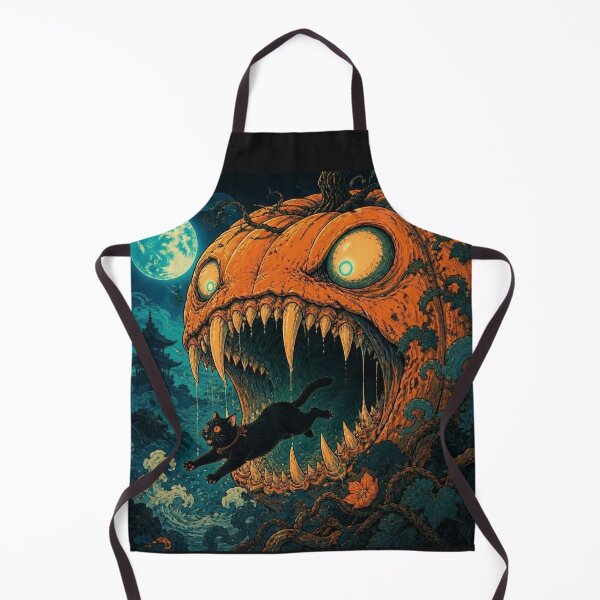 Item preview, Black Cat Fleeing From Giant Evil Pumpkin designed and sold by Shelley Loewnau-Jones Studio.