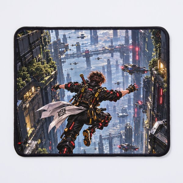 Item preview, Danix Cyberpunk Vertical City Poster Design designed and sold by Kenzie & Co.