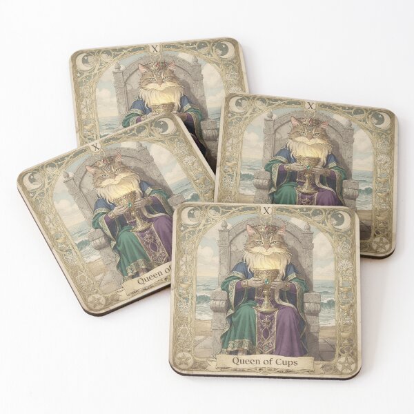 Item preview, Queen of Cups - Tarot Cat designed and sold by PictorialWhimsy.