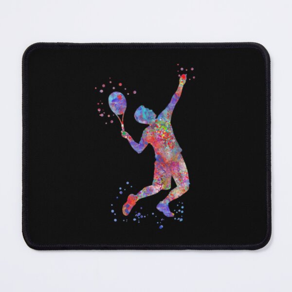 Item preview, Colorful Watercolor Tennis Player Silhouette Sports Art designed and sold by ElliBrandt.