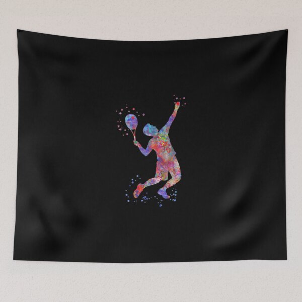 Item preview, Colorful Watercolor Tennis Player Silhouette Sports Art designed and sold by ElliBrandt.