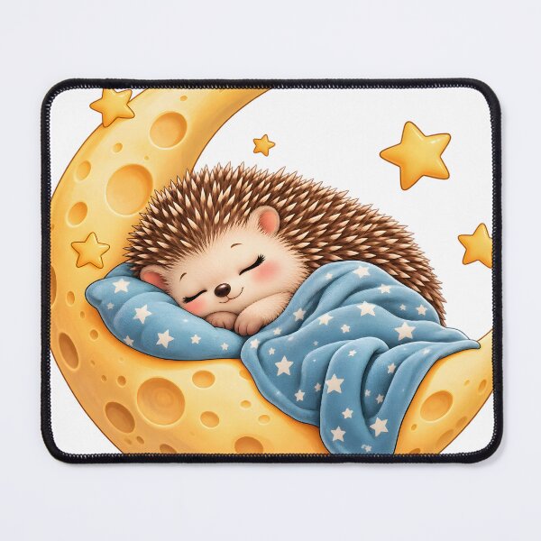 Item preview, Cozy Sleeping Hedgehog on the Moon designed and sold by TinyWeird.
