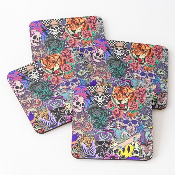 Item preview, Tattoo Flash Sticker Bomb Collage Art designed and sold by Side By Side Studio.