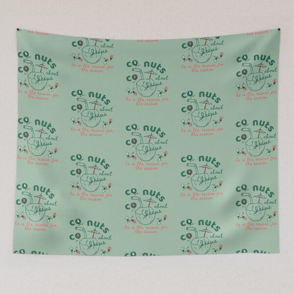 Item preview, Coconuts About Jesus the Reason for the Season Tropical Christmas Group Beach Holiday Red and Green Doodle designed and sold by Forevermore.