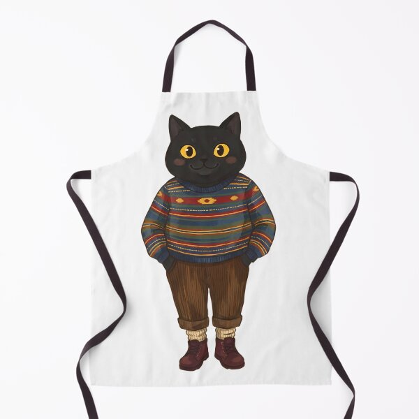 Item preview, Cozy Autumn Black Cat in Vintage Sweater designed and sold by PurrfectHome.