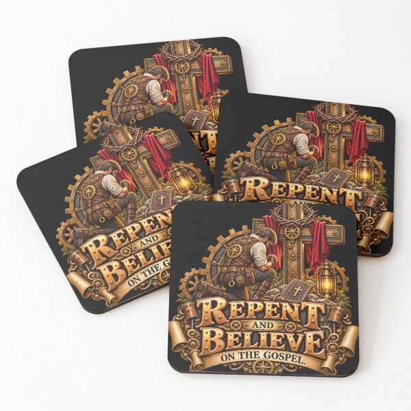 Item preview, Repent and Believe the Gospel, Christian Steampunk Style designed and sold by TheBibleStop.