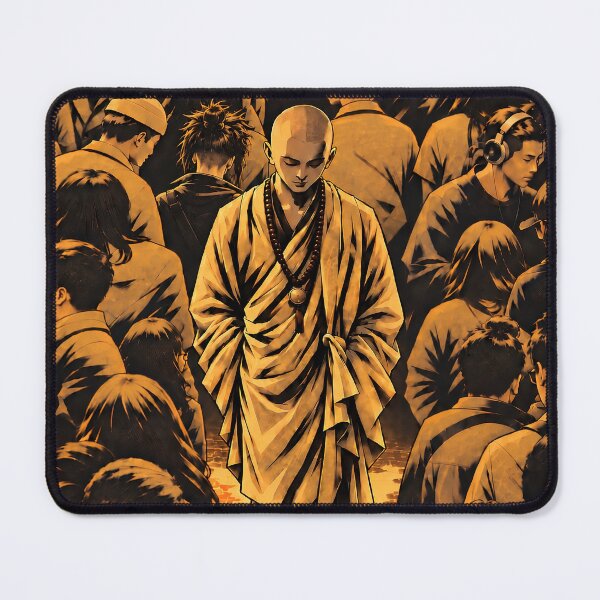 Item preview, Centered Through the Many — Monk in a Golden Crowd designed and sold by SacredLensV.