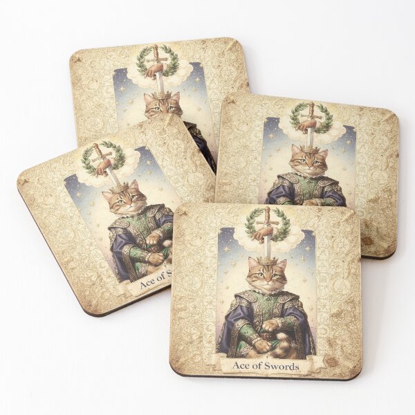 Item preview, Ace of Swords - Tarot Cat designed and sold by PictorialWhimsy.