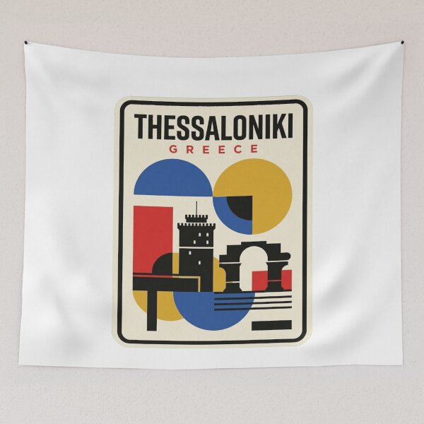 Item preview, Retro Thessaloniki Bauhaus Geometric Skyline designed and sold by k3rstman1.