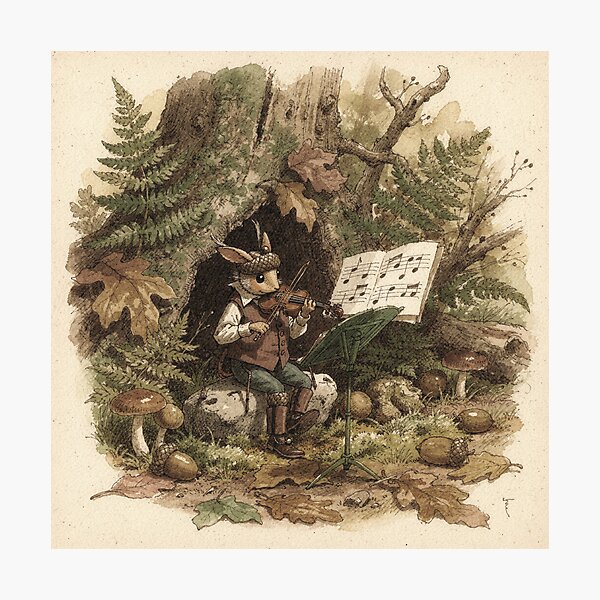Item preview, Beetle Folk Tuning a Tiny Acorn Fiddle designed and sold by PictorialWhimsy.