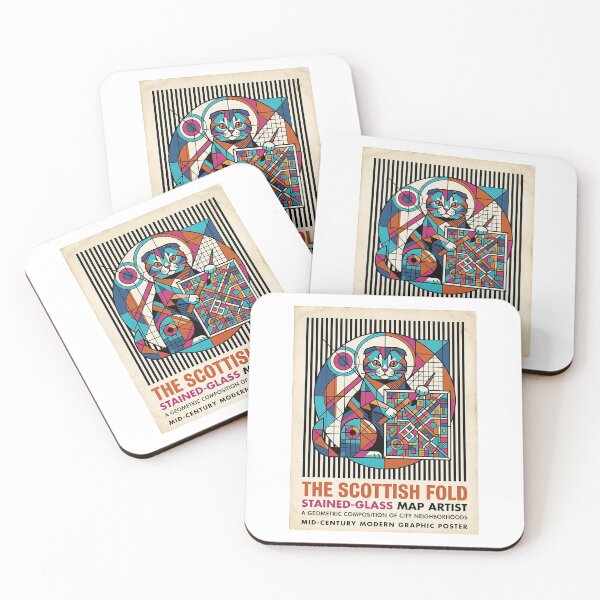 Item preview, Scottish Fold Stained-Glass Cartographer designed and sold by PictoVibe.
