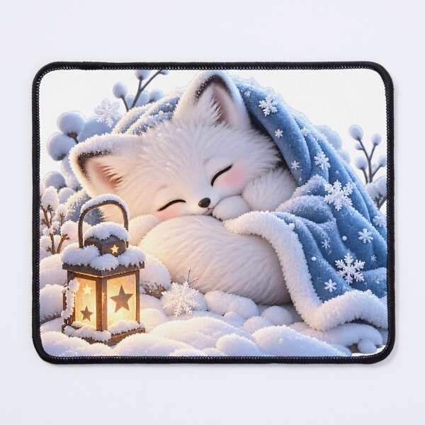 Item preview, Cozy Sleeping Arctic Fox in Winter designed and sold by TinyWeird.
