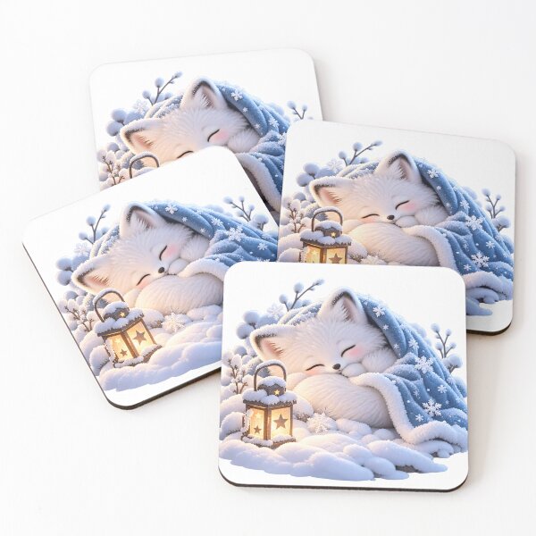 Item preview, Cozy Sleeping Arctic Fox in Winter designed and sold by TinyWeird.
