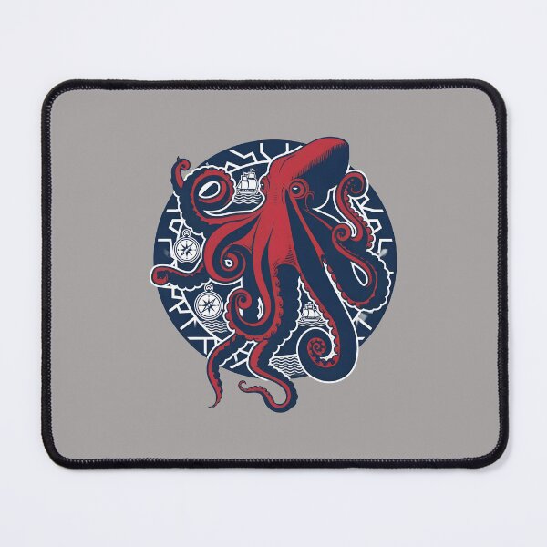 Item preview, Bold Red Engraved Octopus Sea Creature Art-10 designed and sold by DixieVonRueden.