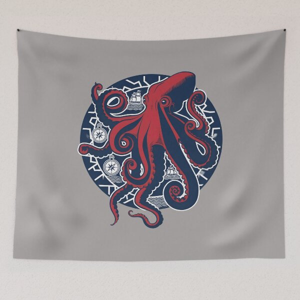 Item preview, Bold Red Engraved Octopus Sea Creature Art-10 designed and sold by DixieVonRueden.