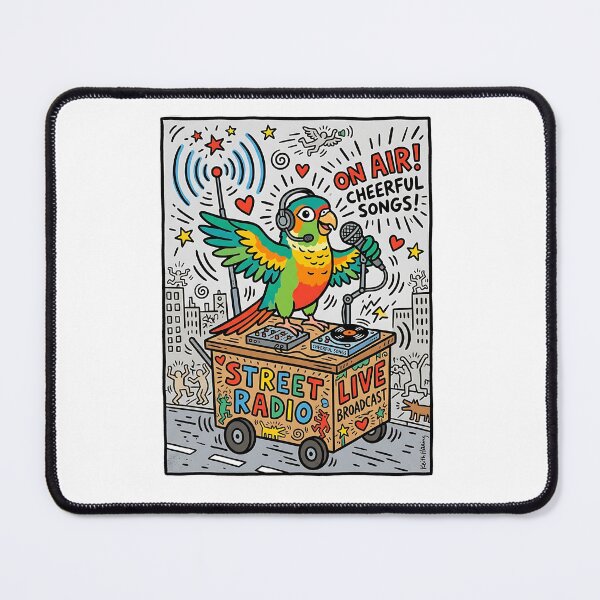 Item preview, Green-Cheek Conure Street Radio Host designed and sold by PictoVibe.