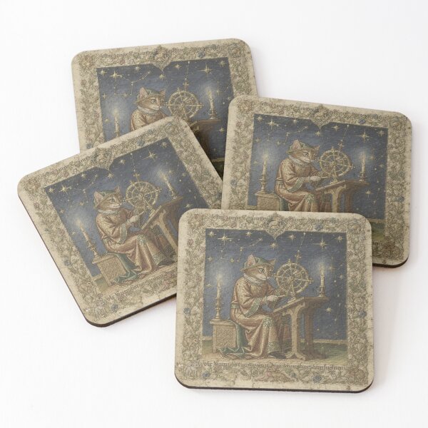 Item preview, Medieval Cat Astronomer Charting the Stars designed and sold by PictorialWhimsy.