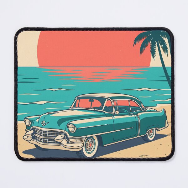 Item preview, Vintage Turquoise Classic Car by the Sea – Retro Coastal Beach Drive Design designed and sold by Sea Gem.