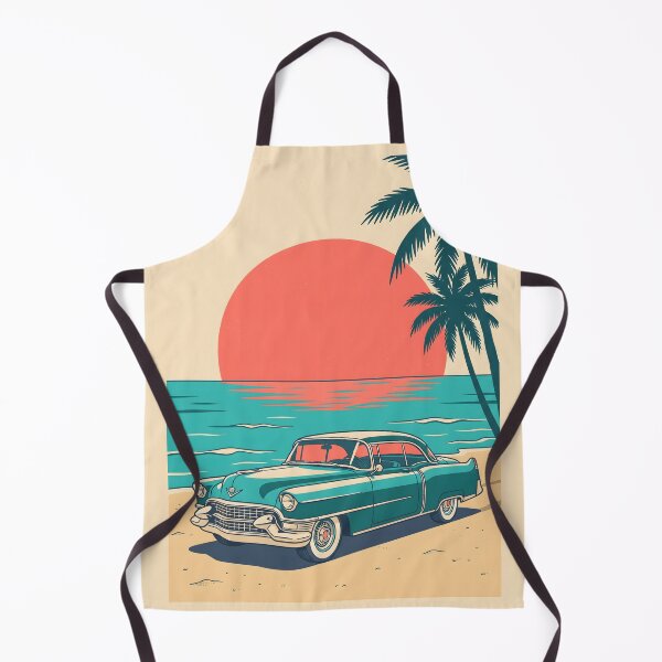 Item preview, Vintage Turquoise Classic Car by the Sea – Retro Coastal Beach Drive Design designed and sold by Sea Gem.