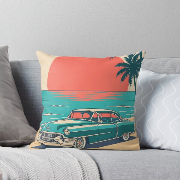 Item preview, Vintage Turquoise Classic Car by the Sea – Retro Coastal Beach Drive Design designed and sold by Sea Gem.