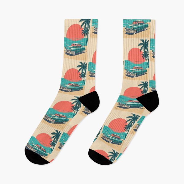 Item preview, Vintage Turquoise Classic Car by the Sea – Retro Coastal Beach Drive Design designed and sold by Sea Gem.