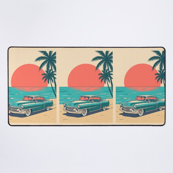 Item preview, Vintage Turquoise Classic Car by the Sea – Retro Coastal Beach Drive Design designed and sold by Sea Gem.