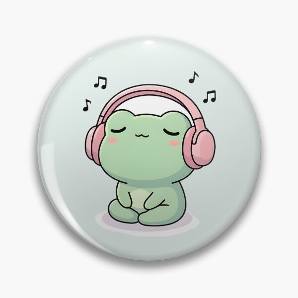 Item preview, Cute Kawaii Frog listening to music designed and sold by pixellm.