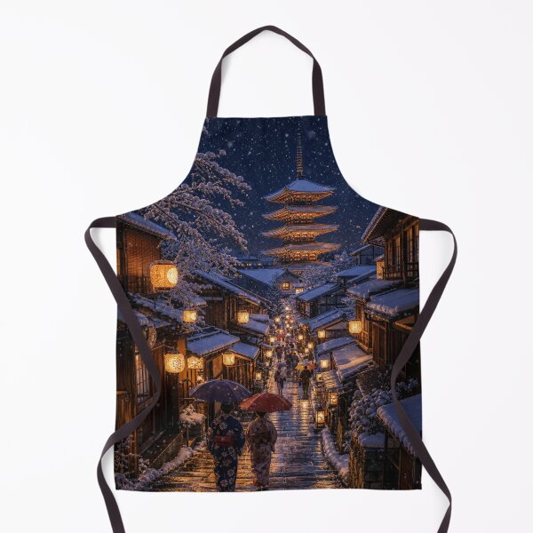 Item preview, Kyoto Snowy Night – Lanterns and Pagoda designed and sold by vekotpu.