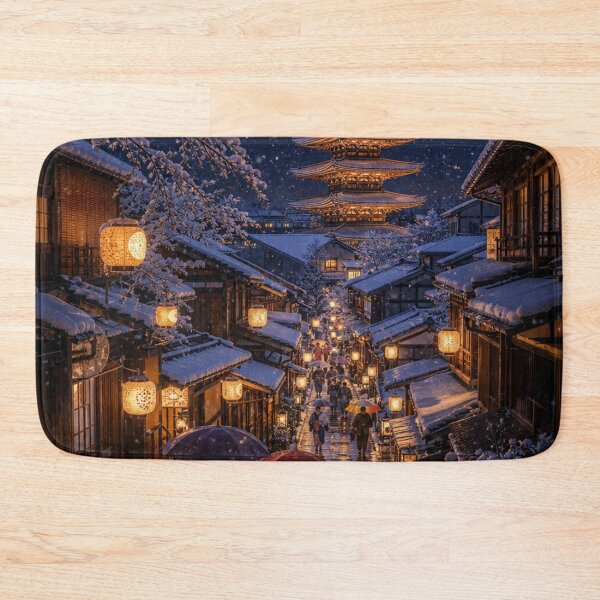 Item preview, Kyoto Snowy Night – Lanterns and Pagoda designed and sold by vekotpu.